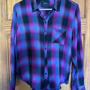 Rails Hunter Purple and Black Plaid Shirt